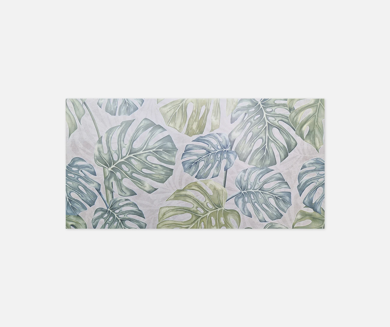 botanical tropical jungle ceramic wall tile with mixes of blue and green.