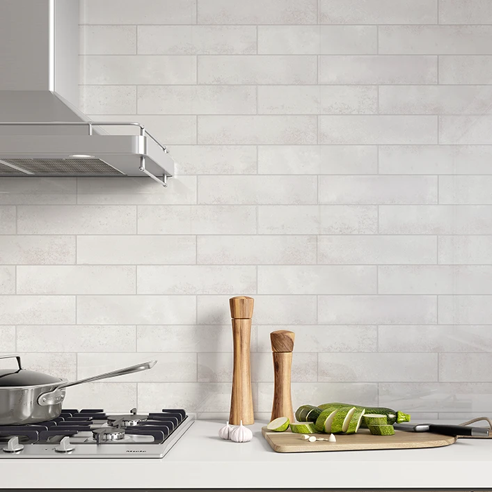 nebula rustic white gloss subway wall tiles 75x300mm