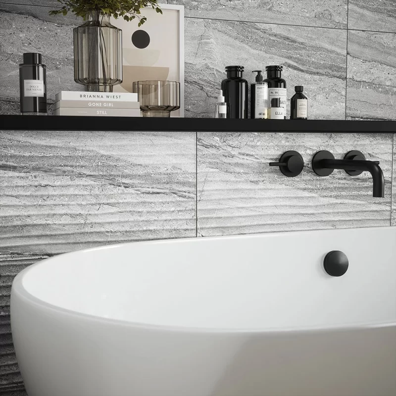 image of laurent grey decor matt wave feature wall tile 300x600mm