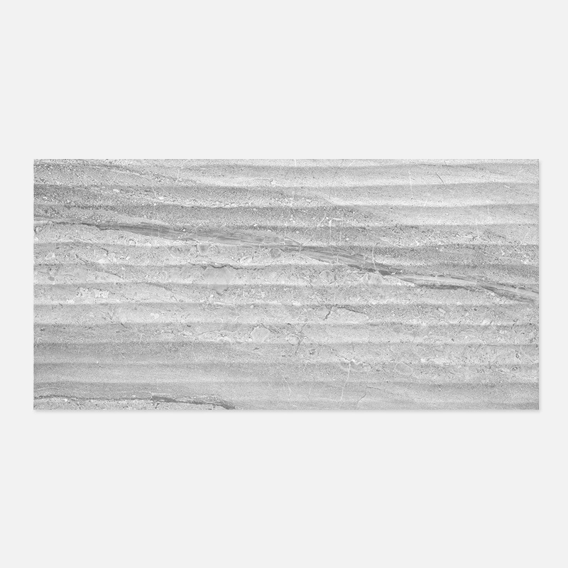 single tile image of laurent grey decor matt wave feature tile 300x600mm.